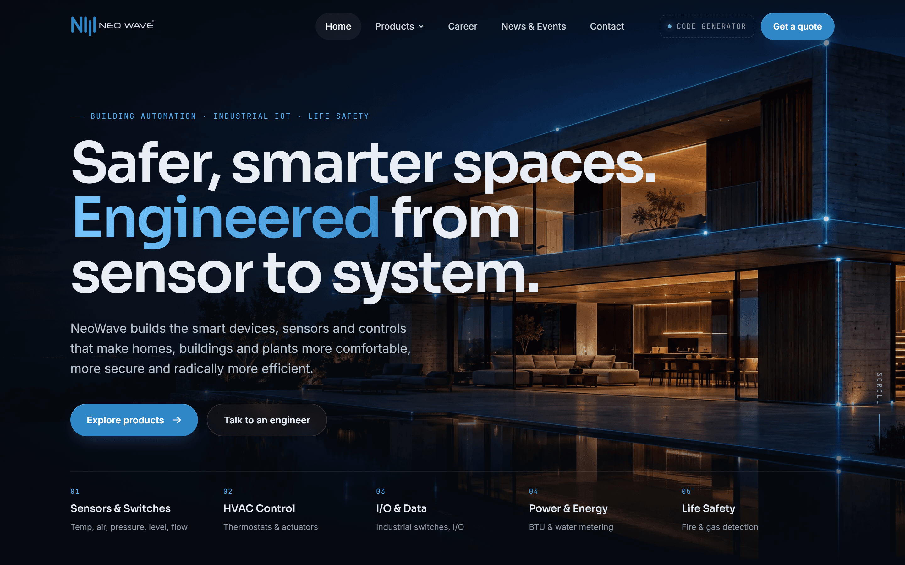 Screenshot of NeoWave — Website & Product Code Generator